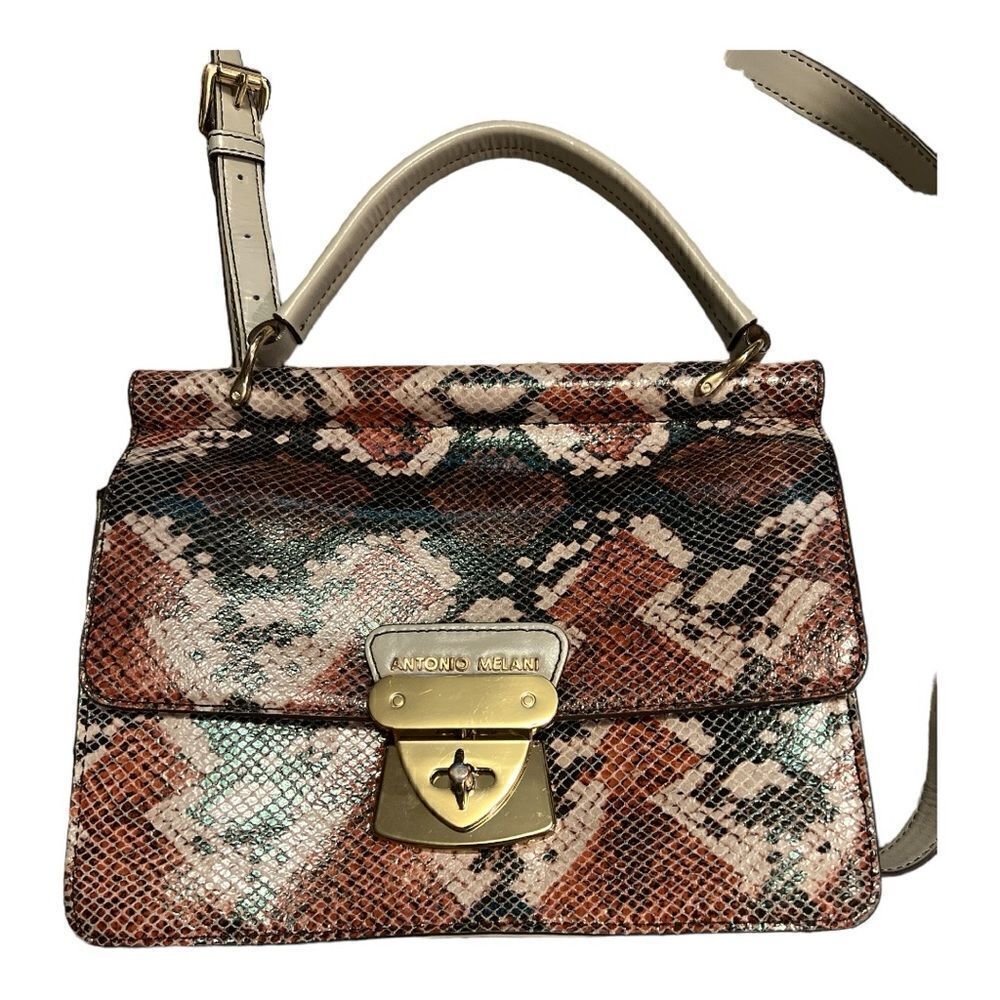 Antonio Melani snake print leather shoulder bag